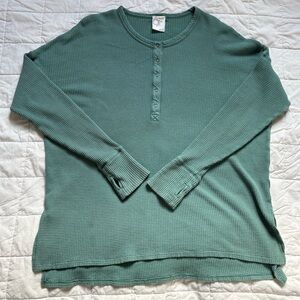 Aerie Teal Waffle Knit Henley